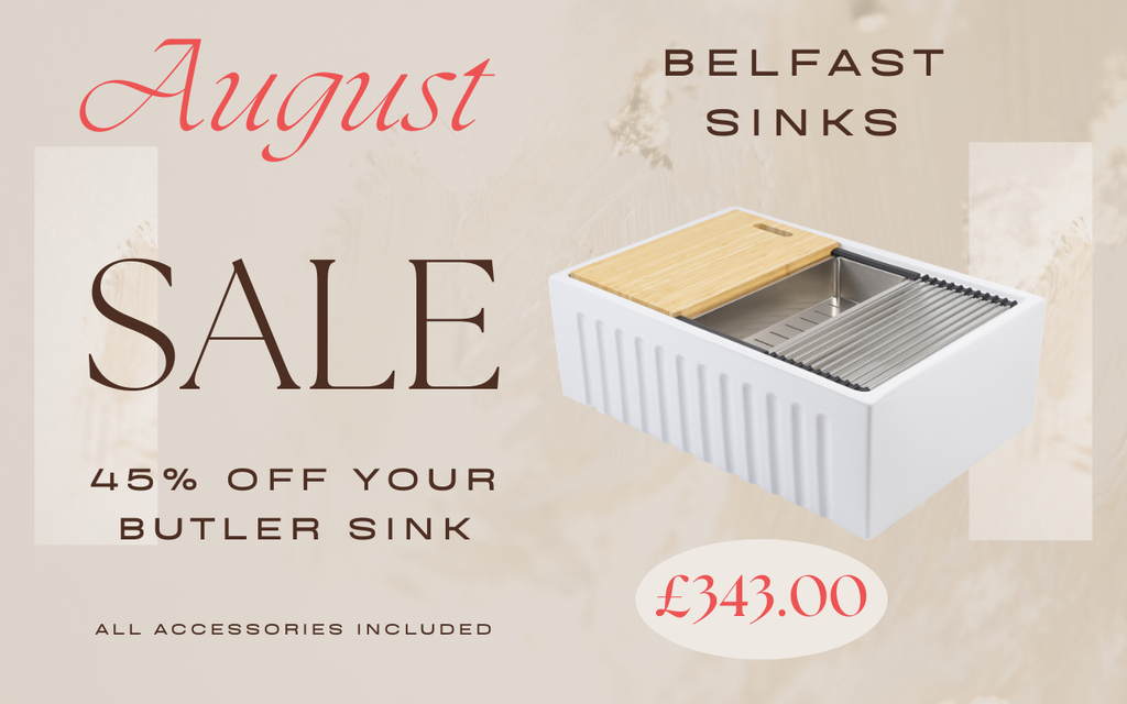 August Sale: Premium Fireclay Workstation Sinks 45% Off + Free Accessories worth over £300!