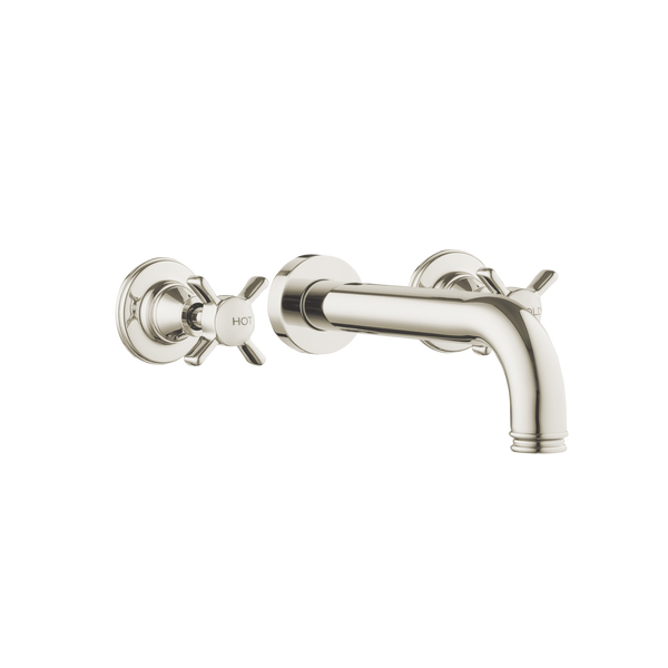 Wall Three Hole Lever Taps With Bath Spout - Porcelain Levers