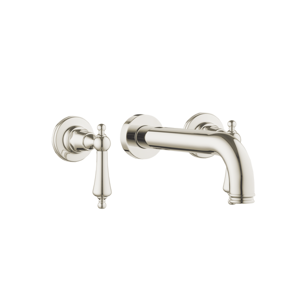 Wall Three Hole Lever Taps With Bath Spout - Porcelain Levers