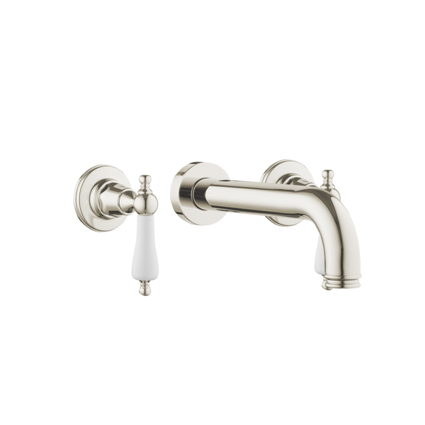 Wall Three Hole Lever Taps With Bath Spout - Porcelain Levers