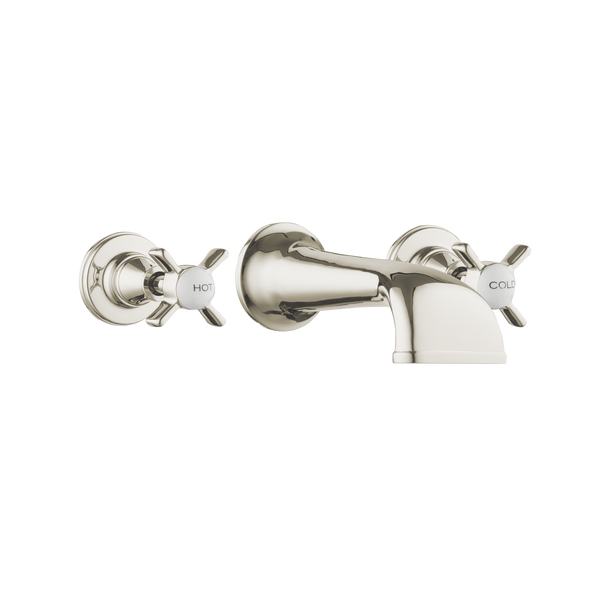 Heritage Basin Three Hole Set with Concealed Spout - Metal Levers