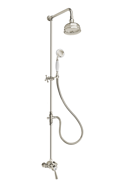 Heritage Exposed Shower System Arm Rose Diverter & Handshower - Metal Lever