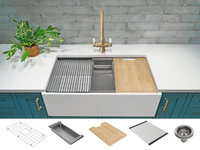Black Friday Special - Farmhouse Sink with Chopping Board, Grid, Grill, Colander & Waste - 762mm