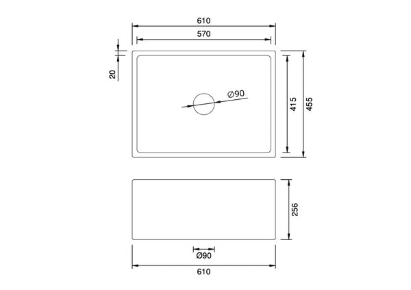 Butler Sink - 610 x 455 x 256mm
