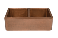 Copper Hammered Double Farmhouse Sink