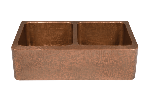 Copper Hammered Double Farmhouse Sink