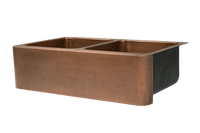 Copper Hammered Double Farmhouse Sink