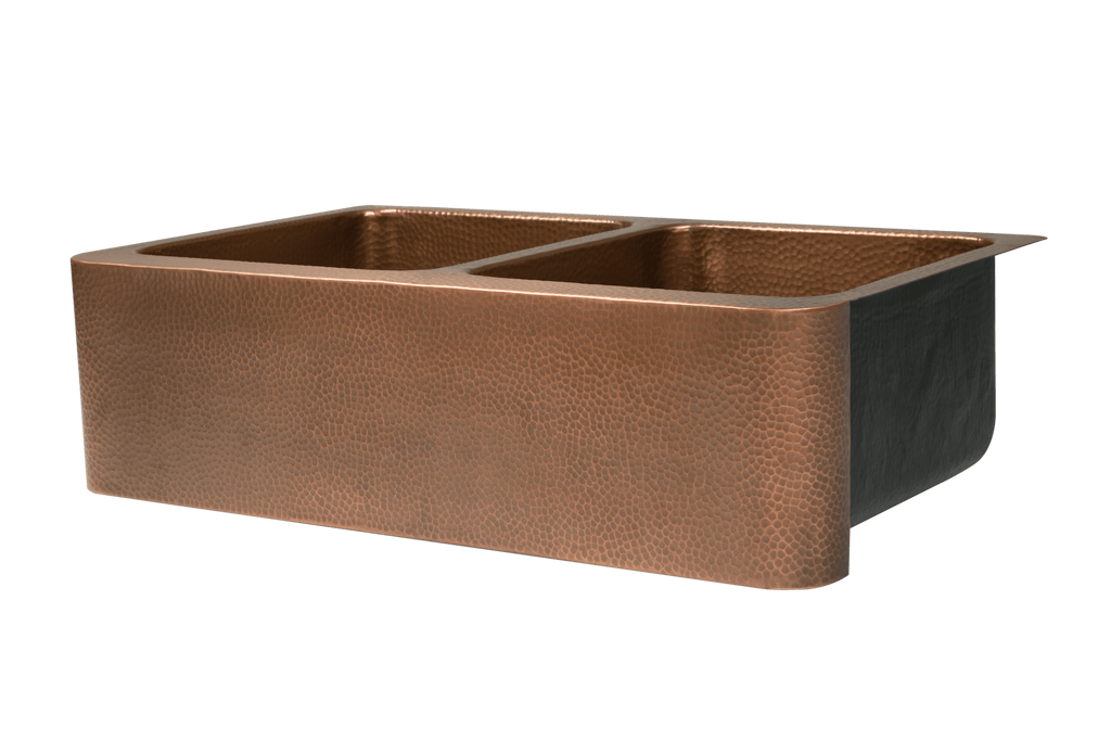 Copper Hammered Double Farmhouse Sink