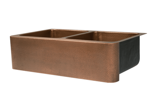 Copper Hammered Double Farmhouse Sink