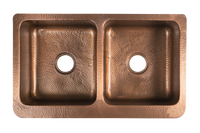 Copper Hammered Double Farmhouse Sink