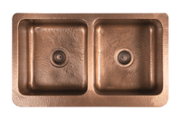 Copper Hammered Double Farmhouse Sink