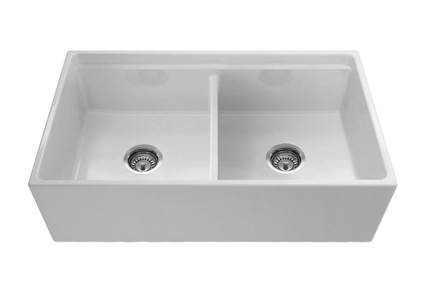 Black Friday Special - Double Farmhouse Sink with Chopping Board, Grid, Grill, Colander & Waste - 840mm
