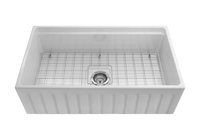 Black Friday Special - Fluted Farmhouse Sink with Chopping Board, Grid, Grill, Colander & Waste - 762mm