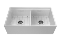 Black Friday Special - Double Farmhouse Sink with Chopping Board, Grid, Grill, Colander & Waste - 840mm
