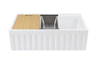 Christmas Special - Fluted Farmhouse Sink with Chopping Board, Grid, Grill, Colander & Waste - 762mm