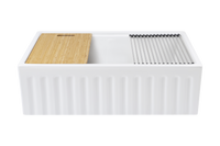 Christmas Special - Fluted Farmhouse Sink with Chopping Board, Grid, Grill, Colander & Waste - 762mm