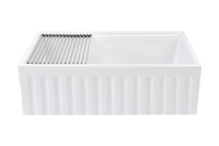 Christmas Special - Fluted Farmhouse Sink with Chopping Board, Grid, Grill, Colander & Waste - 762mm