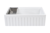 Christmas Special - Fluted Farmhouse Sink with Chopping Board, Grid, Grill, Colander & Waste - 762mm