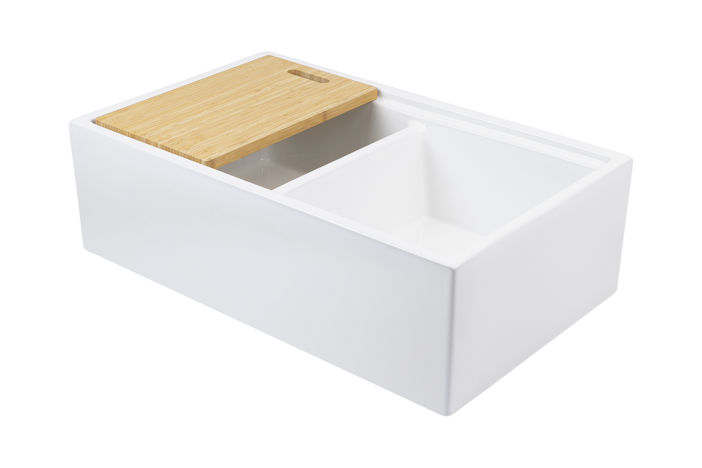 Christmas Special - Double Farmhouse Sink with Chopping Board, Grid, Grill, Colander & Waste - 840mm
