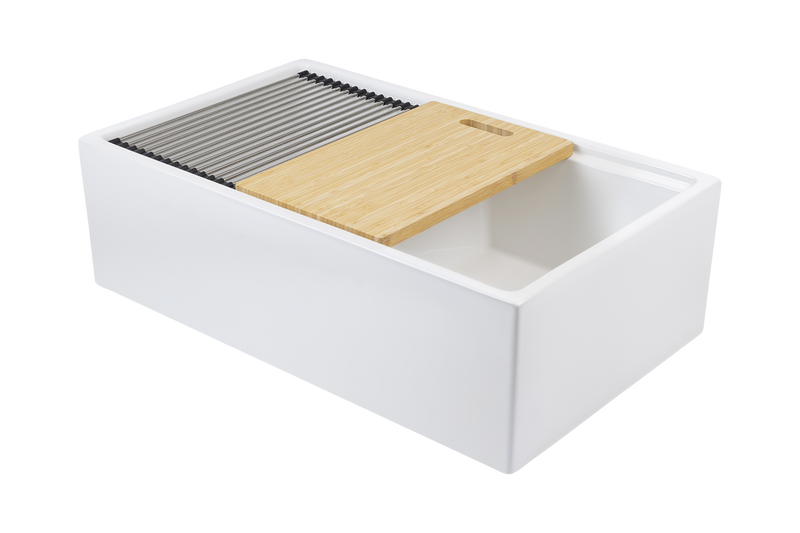 Christmas Special - Double Farmhouse Sink with Chopping Board, Grid, Grill, Colander & Waste - 840mm