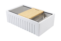 Christmas Special - Fluted Farmhouse Sink with Chopping Board, Grid, Grill, Colander & Waste - 762mm