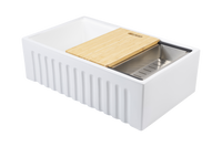 Christmas Special - Fluted Farmhouse Sink with Chopping Board, Grid, Grill, Colander & Waste - 762mm