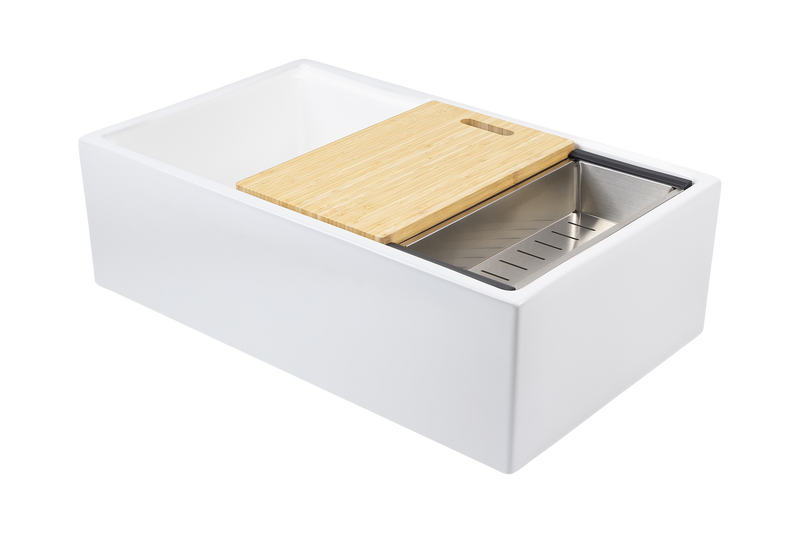 Christmas Special - Farmhouse Sink with Chopping Board, Grid, Grill, Colander & Waste - 762mm