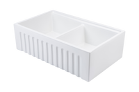 Christmas Special - Fluted Double Farmhouse Sink with Chopping Board, Grid, Grill, Colander & Waste - 840mm