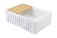 Christmas Special - Fluted Farmhouse Sink with Chopping Board, Grid, Grill, Colander & Waste - 762mm