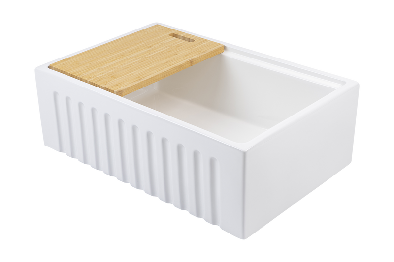 Christmas Special - Fluted Farmhouse Sink with Chopping Board, Grid, Grill, Colander & Waste - 762mm