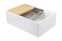 Christmas Special - Double Farmhouse Sink with Chopping Board, Grid, Grill, Colander & Waste - 840mm