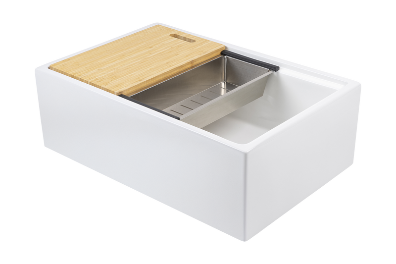 Christmas Special - Double Farmhouse Sink with Chopping Board, Grid, Grill, Colander & Waste - 840mm