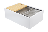 Christmas Special - Double Farmhouse Sink with Chopping Board, Grid, Grill, Colander & Waste - 840mm