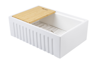 Christmas Special - Fluted Farmhouse Sink with Chopping Board, Grid, Grill, Colander & Waste - 762mm