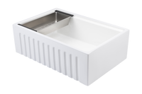 Christmas Special - Fluted Farmhouse Sink with Chopping Board, Grid, Grill, Colander & Waste - 762mm