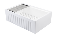 Christmas Special - Fluted Farmhouse Sink with Chopping Board, Grid, Grill, Colander & Waste - 762mm