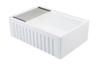 Christmas Special - Fluted Farmhouse Sink with Chopping Board, Grid, Grill, Colander & Waste - 762mm