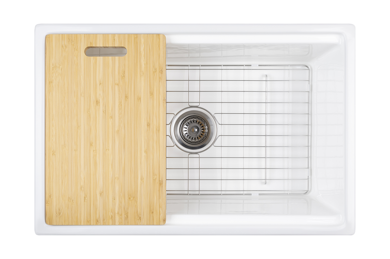 Christmas Special - Fluted Farmhouse Sink with Chopping Board, Grid, Grill, Colander & Waste - 762mm