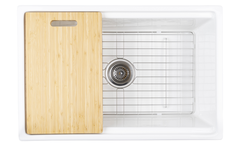 Christmas Special - Fluted Farmhouse Sink with Chopping Board, Grid, Grill, Colander & Waste - 762mm