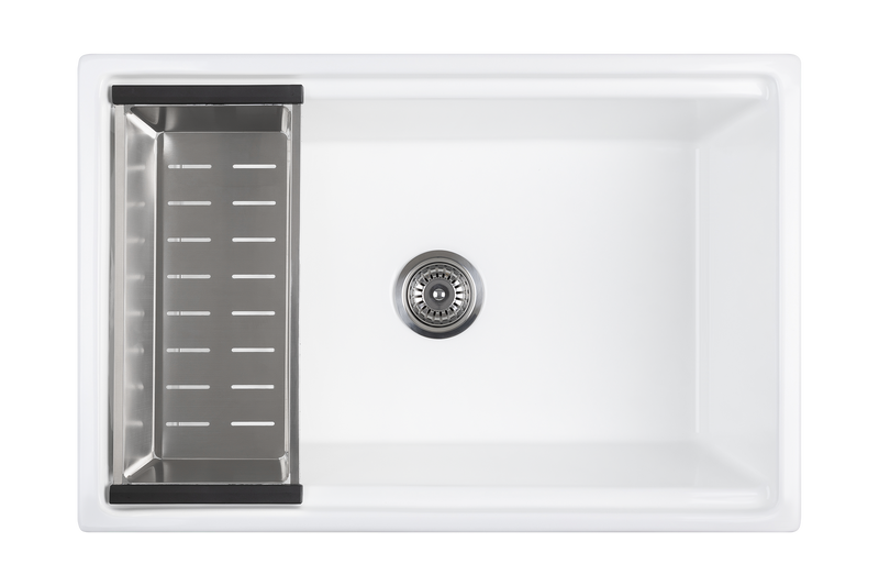 Christmas Special - Fluted Farmhouse Sink with Chopping Board, Grid, Grill, Colander & Waste - 762mm