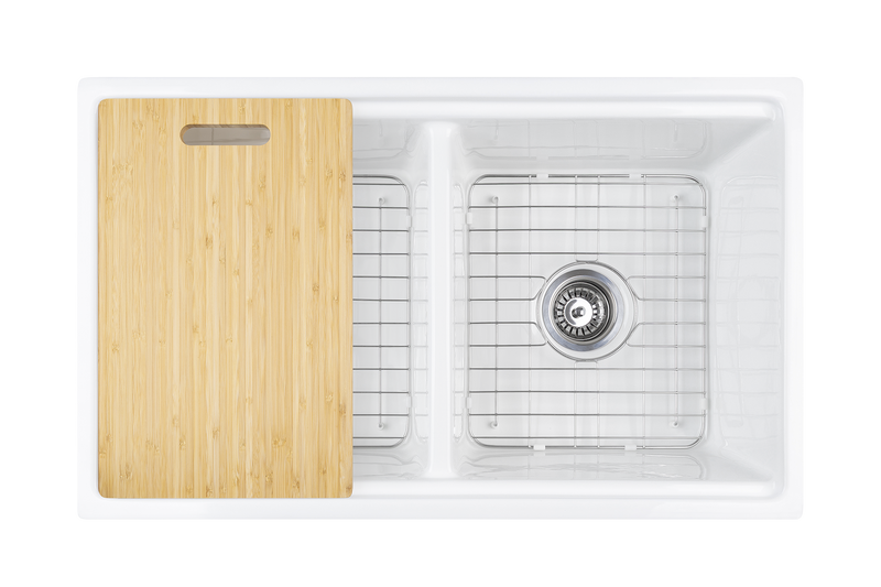 Christmas Special - Fluted Farmhouse Sink with Chopping Board, Grid, Grill, Colander & Waste - 762mm