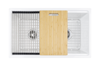 Christmas Special - Fluted Farmhouse Sink with Chopping Board, Grid, Grill, Colander & Waste - 762mm