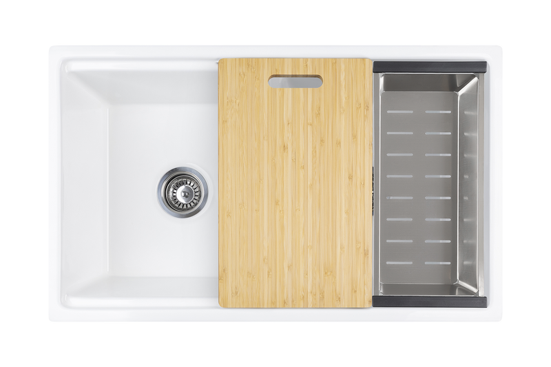 Christmas Special - Fluted Farmhouse Sink with Chopping Board, Grid, Grill, Colander & Waste - 762mm