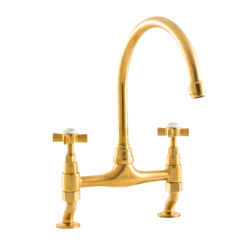 Traditional Kitchen Bridge Mixer Tap - Cross Handles