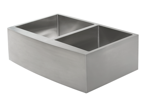 Stainless Steel Double Butler Sink with Offset Bowl - 838mm
