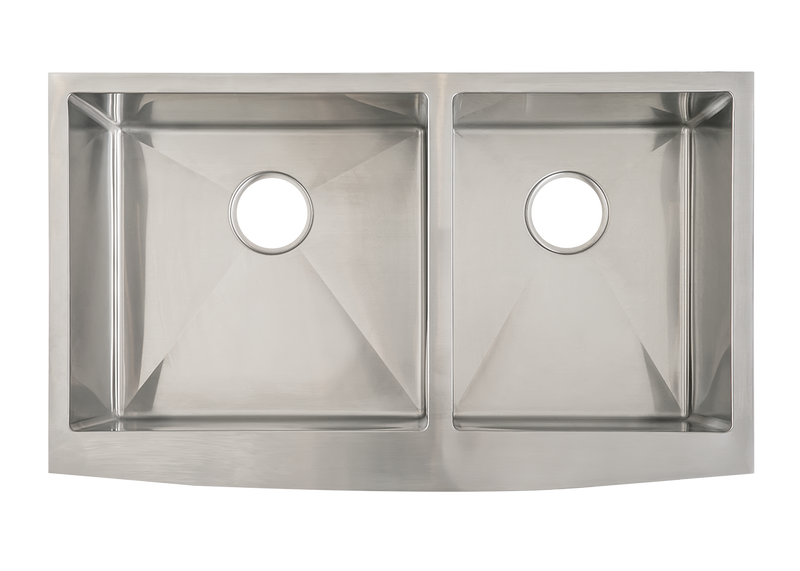Stainless Steel Double Butler Sink with Offset Bowl - 838mm