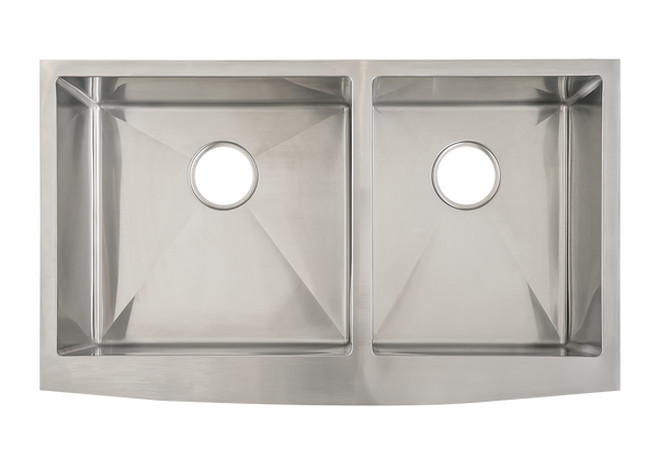 Stainless Steel Double Butler Sink with Offset Bowl - 838mm