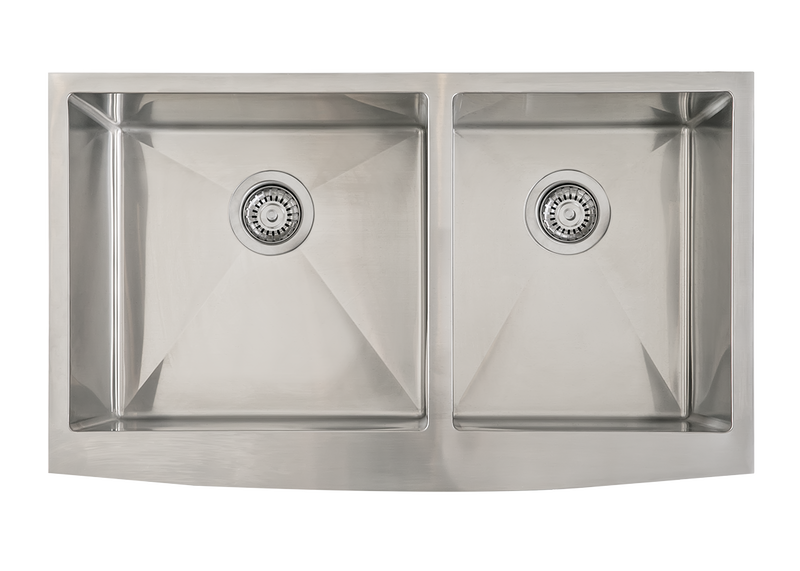 Stainless Steel Double Butler Sink with Offset Bowl - 838mm