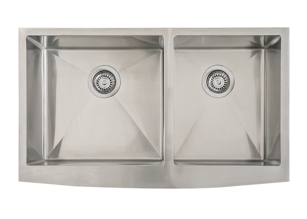 Stainless Steel Double Butler Sink with Offset Bowl - 838mm