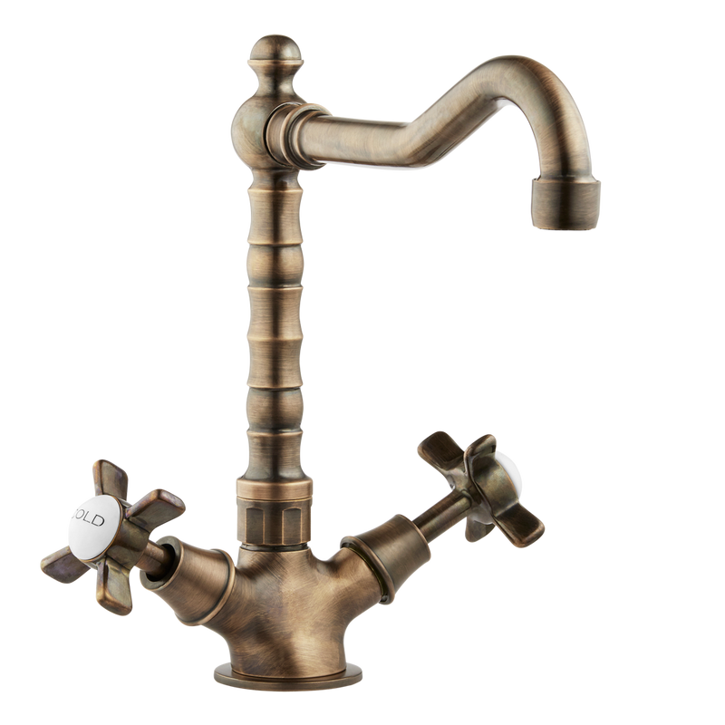Country Kitchen Tap - Porcelain Levers Chrome / Porcelain Lever / English Spout